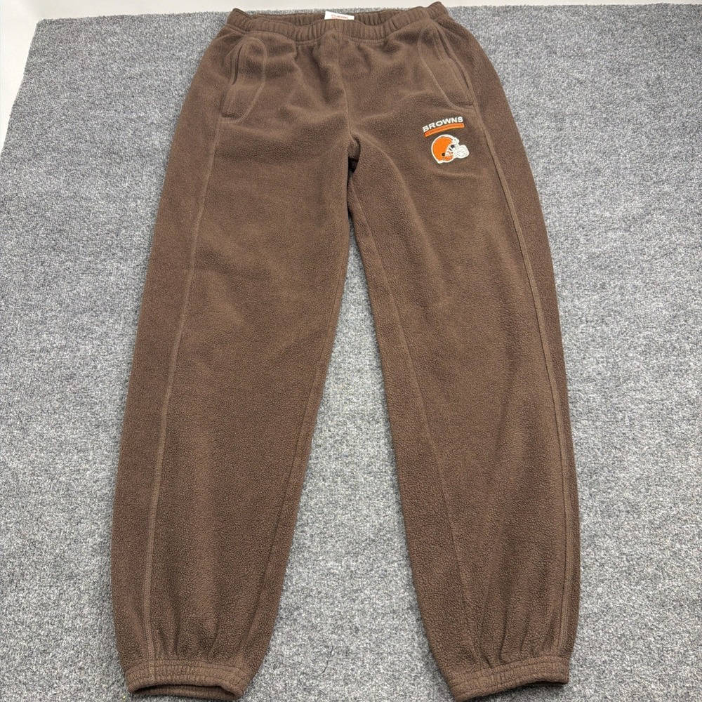 Cleveland Browns NFL Fleece Sweatpants Mens M Large Embroidered Brown Joggers